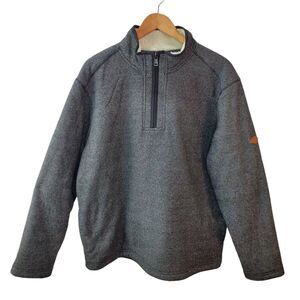 Orvis Pullover Sweater Mens XL Sherpa Fleece Lined 1/4 Zip Black Logo Pockets